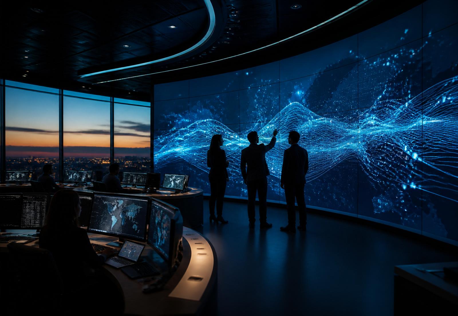 Enterprise operations control room with data mesh visualisation